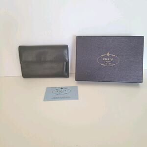 PRADA Portafogilo Donna Nero Black Nappa Leather Wallet Large Envelope Medium